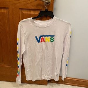 Vans women’s checkered white long sleeve tshirt